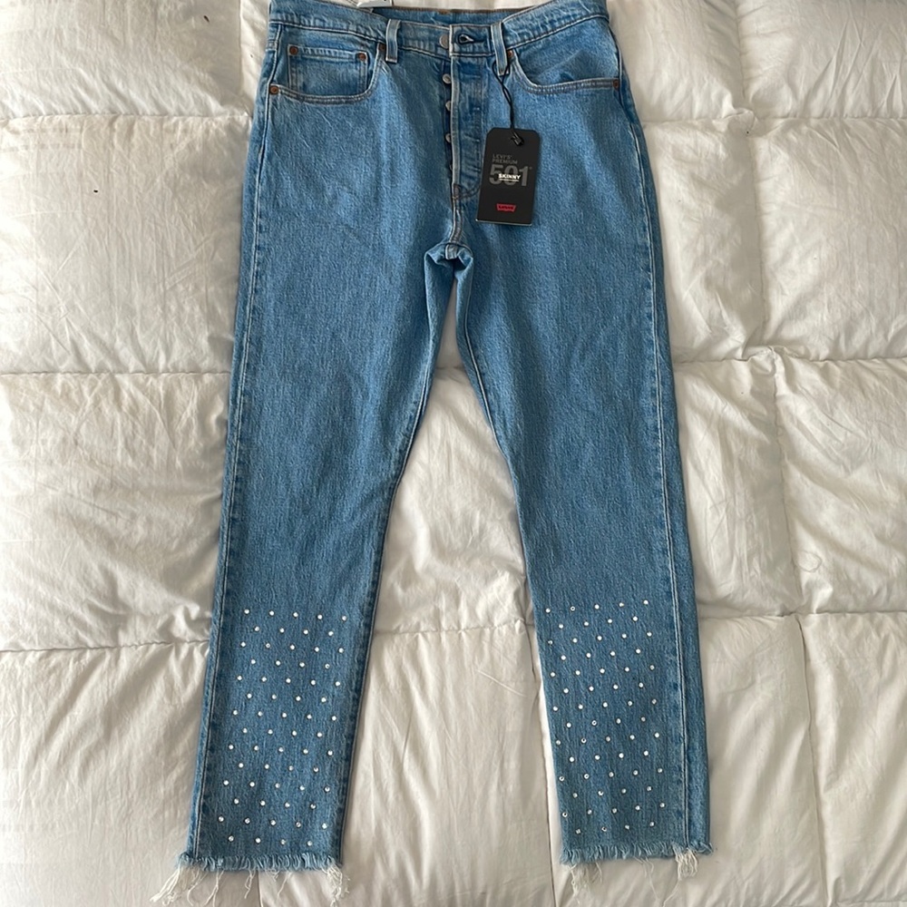 NWT Levi’s 501 Skinny Jeans with Rhinestone Detail